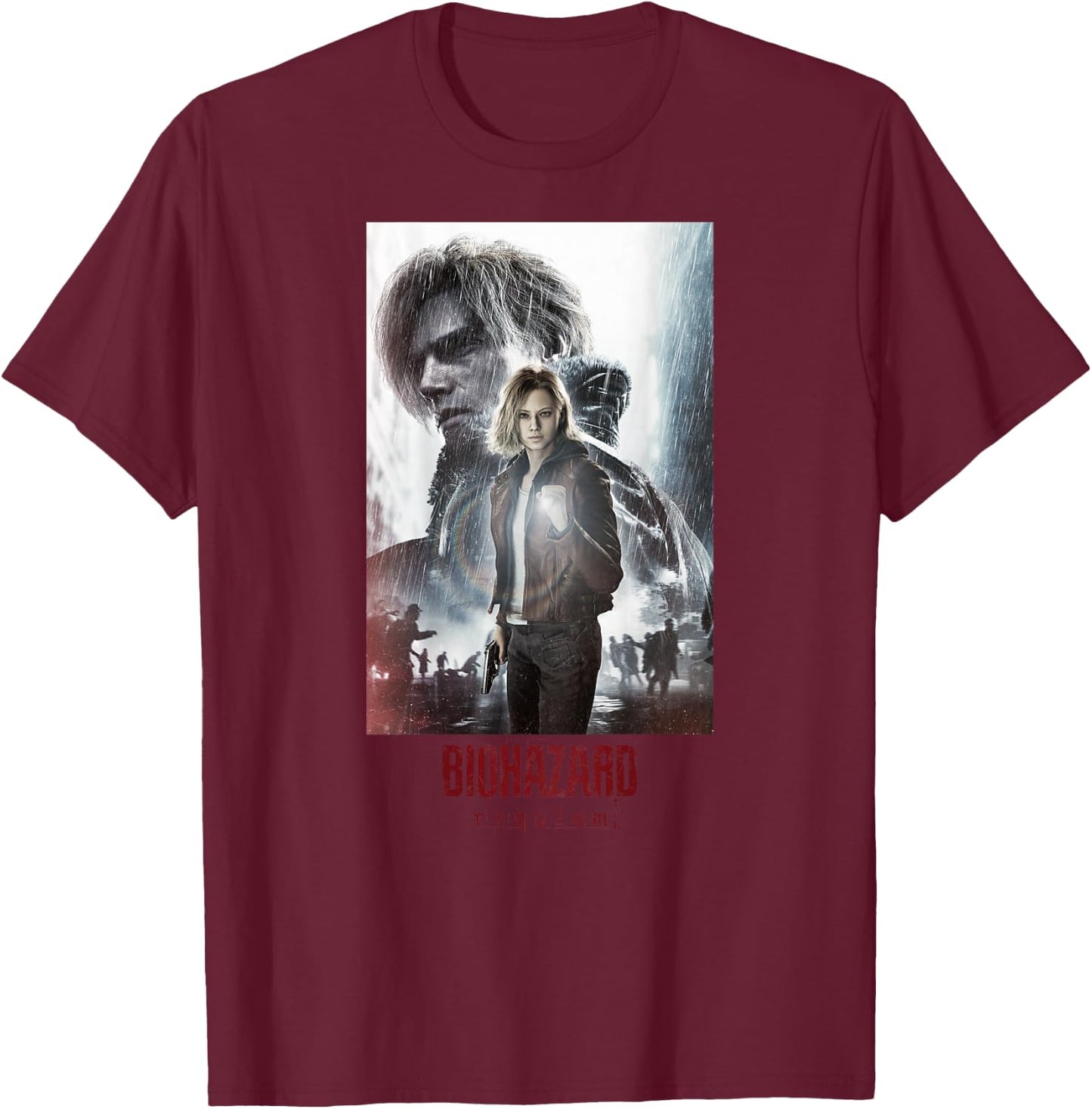 Resident Evil Requiem Leon ＆ Grace Art BP(W) T-Shirt - T-Shirt | Maroon