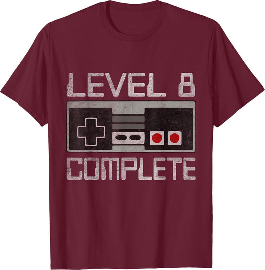 Level 8 Complete 8 Year 8th Wedding Anniversary Her T-Shirt - T-Shirt | Maroon
