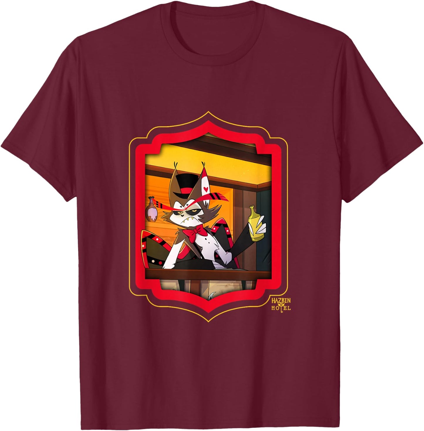 Hotel Hazbin - Husk , Black T-Shirt - T-Shirt | Maroon