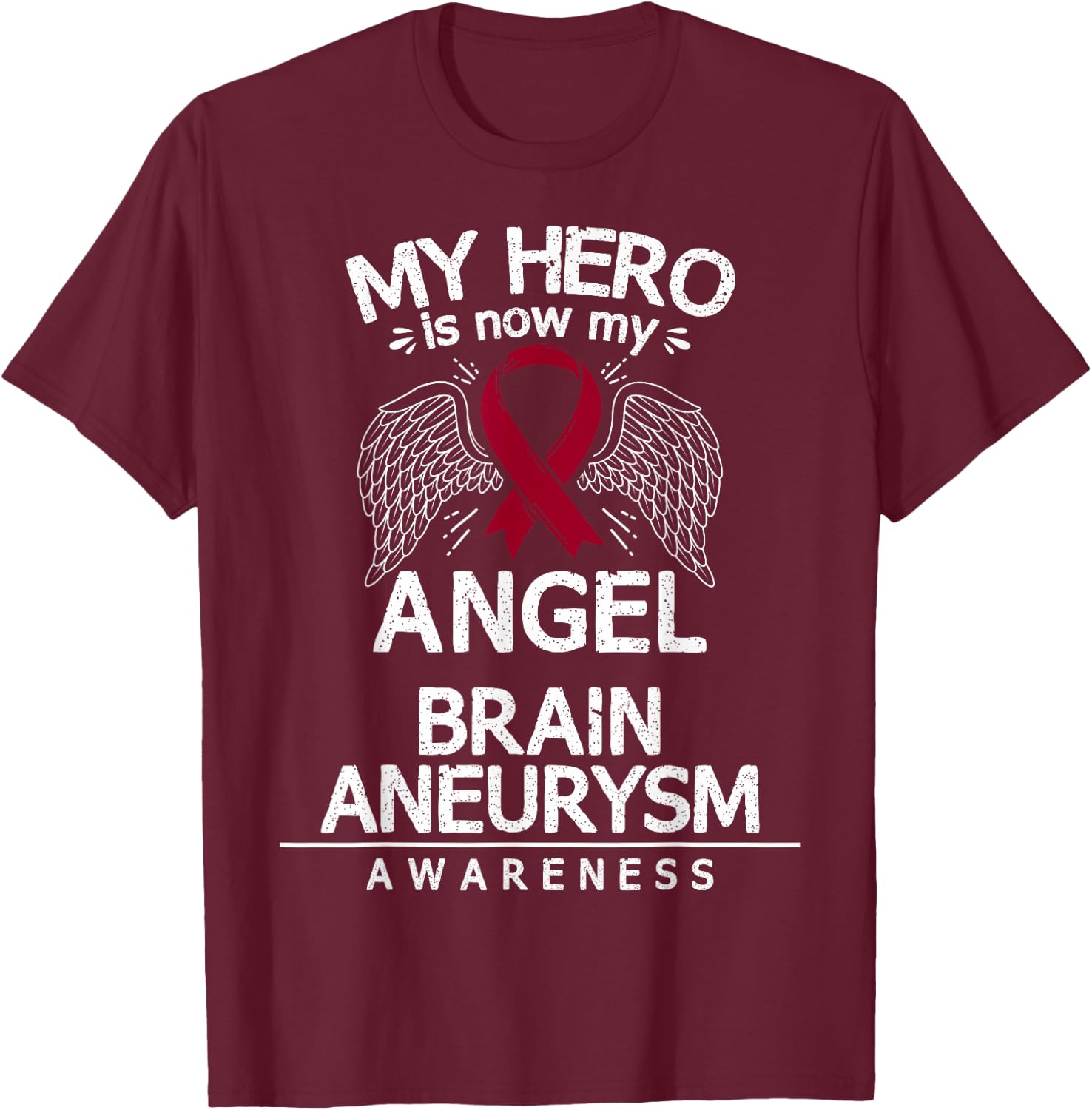 Brain Aneurysm Awareness Gift Burgundy Ribbon T-Shirt - T-Shirt | Maroon