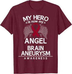 Brain Aneurysm Awareness Gift Burgundy Ribbon T-Shirt - T-Shirt | Maroon