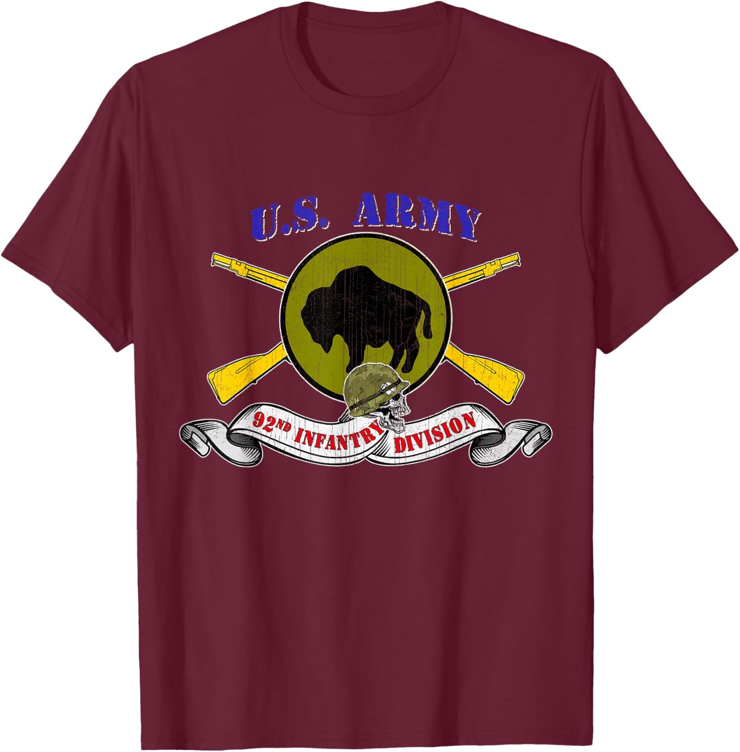 92nd Infantry Division 92nd ID Veteran Vintage Gifts T-Shirt - T-Shirt | Maroon
