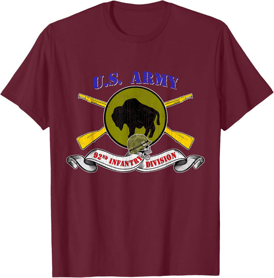 92nd Infantry Division 92nd ID Veteran Vintage Gifts T-Shirt - T-Shirt | Maroon