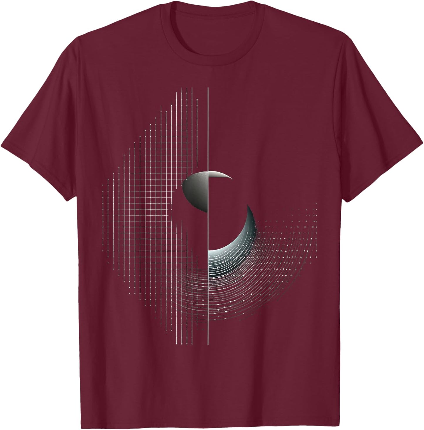 Mond Pixel Kunst Grafik Geometrisches Motiv Mond T-Shirt - T-Shirt | Maroon
