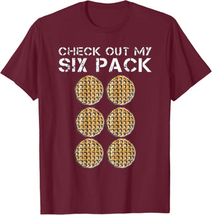 Check Out My Six Pack waffle Shirt - Funny Gym WEIGHTLIFTING T-Shirt - T-Shirt | Maroon