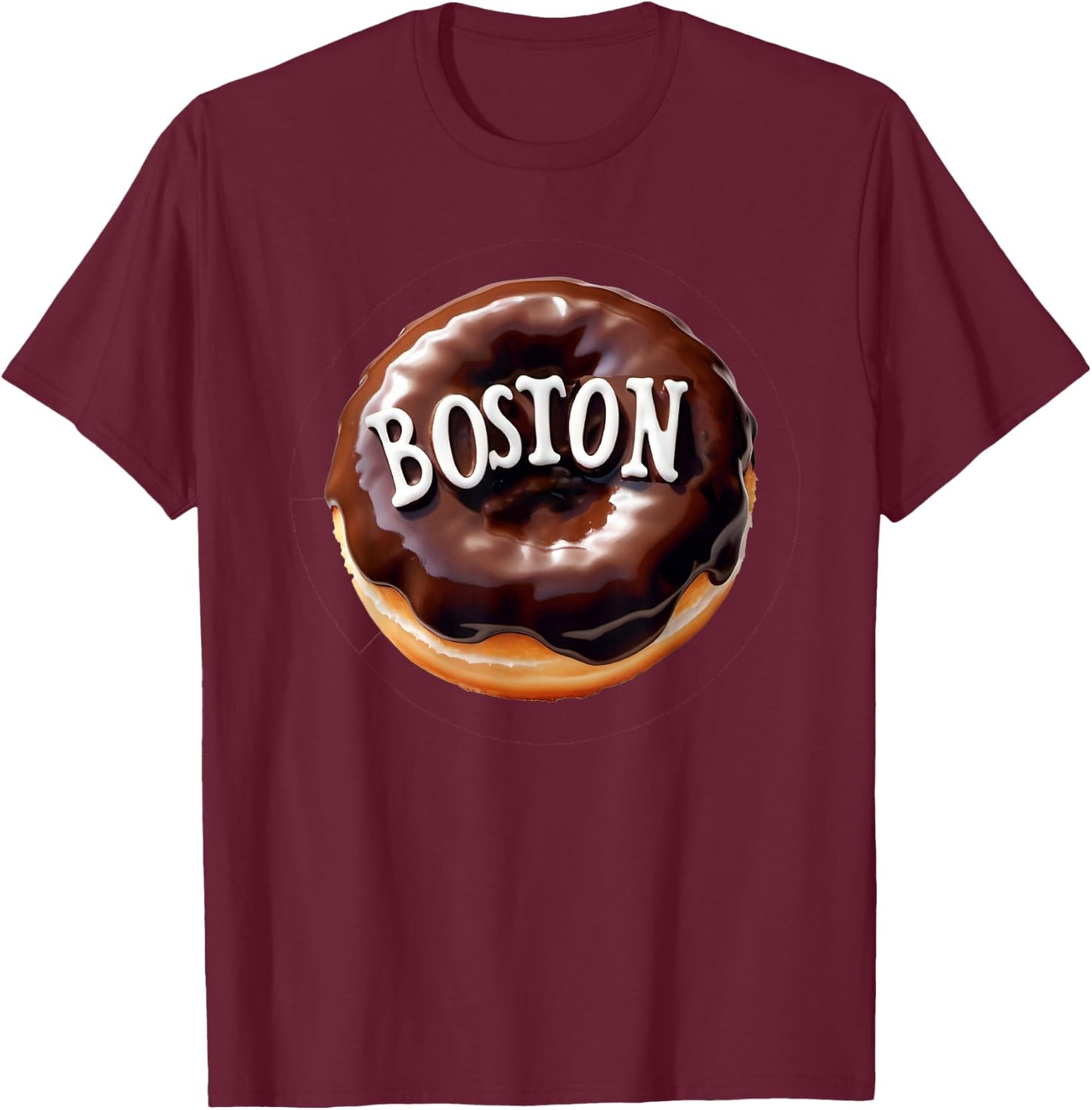 Boston Cream Donut with Text T-Shirt - T-Shirt | Maroon
