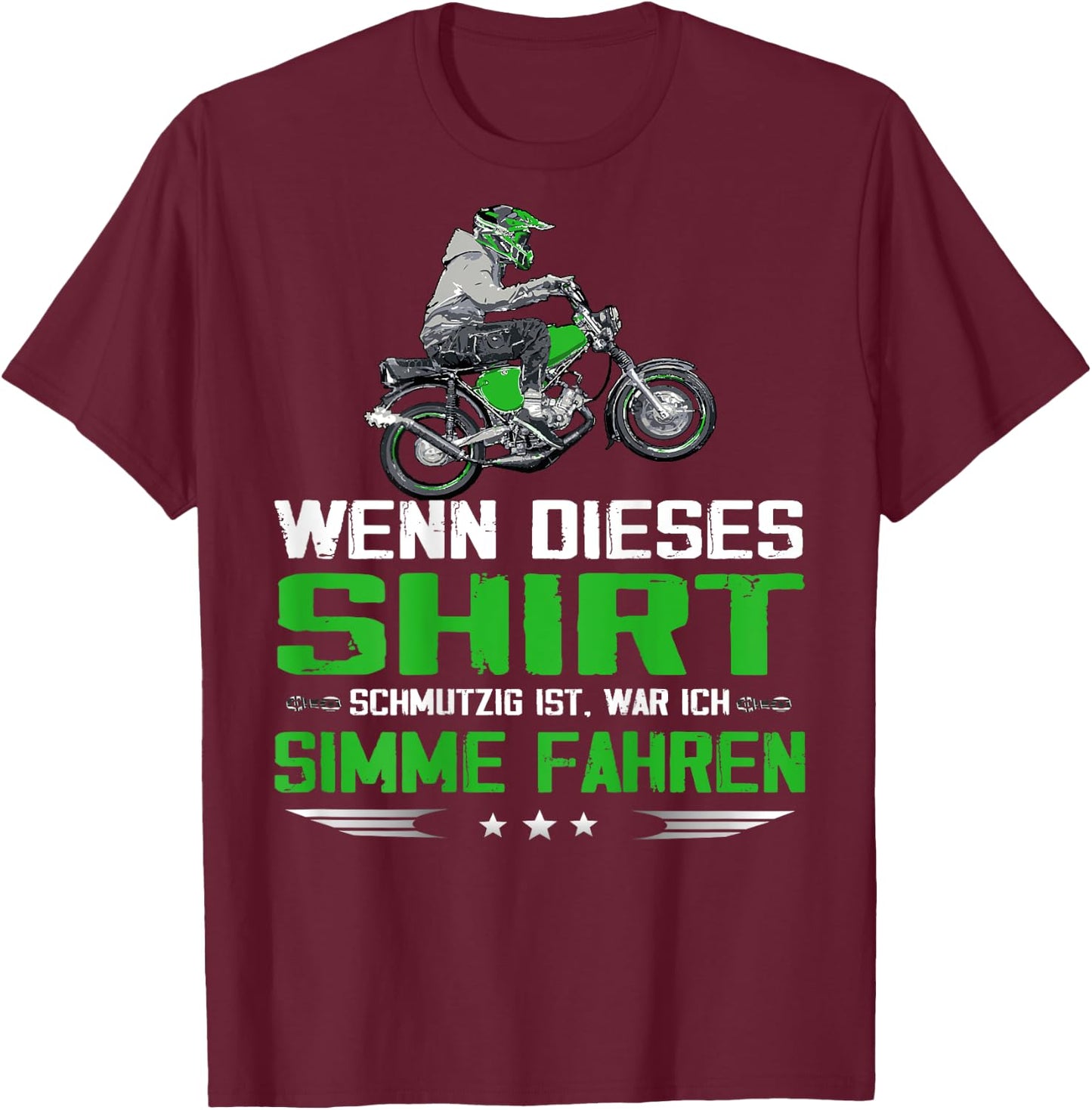 Lustiger Simme Spruch Simsonfahrer Moped T-Shirt - T-Shirt | Maroon