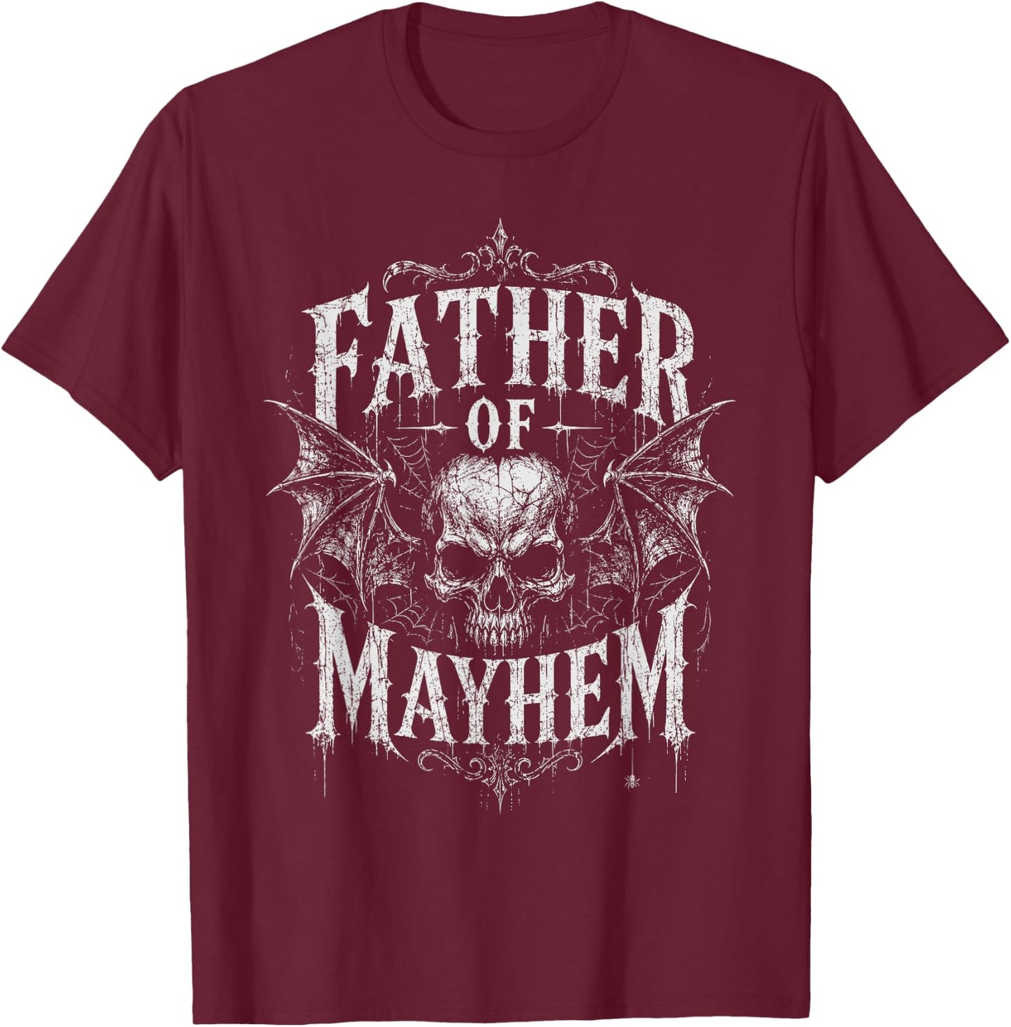 Father's Day Father of Mayhem Funny Dad T-Shirt - T-Shirt | Maroon
