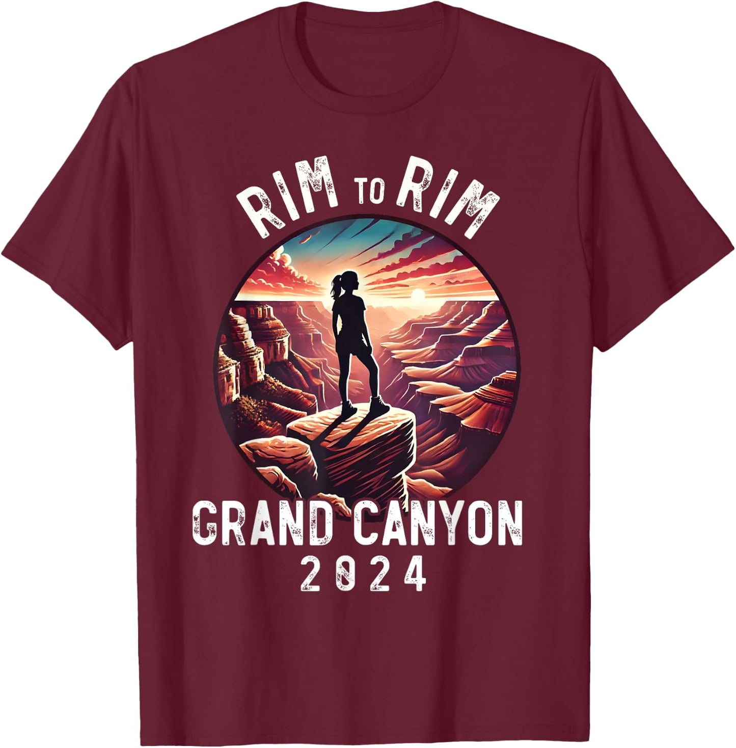 Rim - Rim Grand Canyon, I Hiked The Grand Canyon 2024, Women T-Shirt - T-Shirt | Maroon