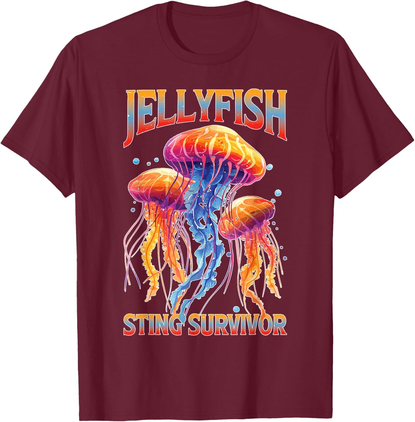 Jellyfish Sting Survivor T-Shirt - T-Shirt | Maroon