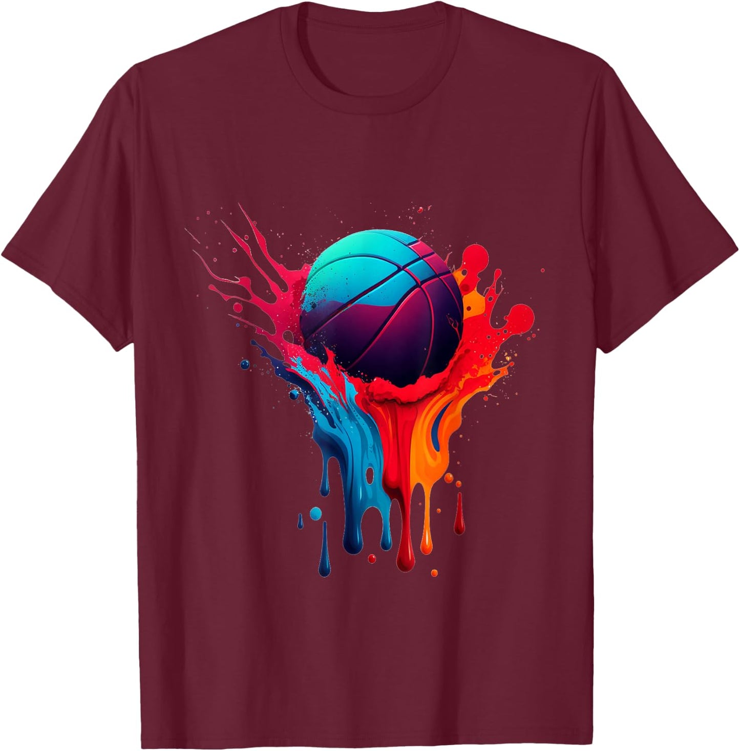 Basketball Splash Basketball Splatter Paint Bball Player T-Shirt - T-Shirt | Maroon