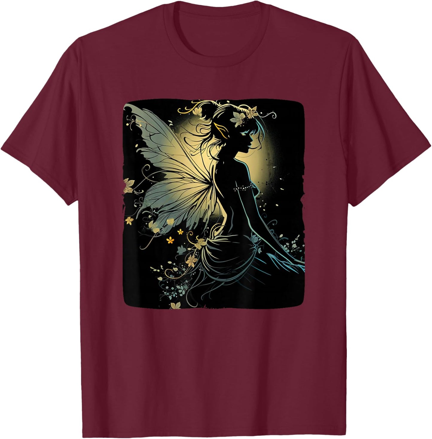 Cool black fairy with wings T-Shirt - T-Shirt | Maroon