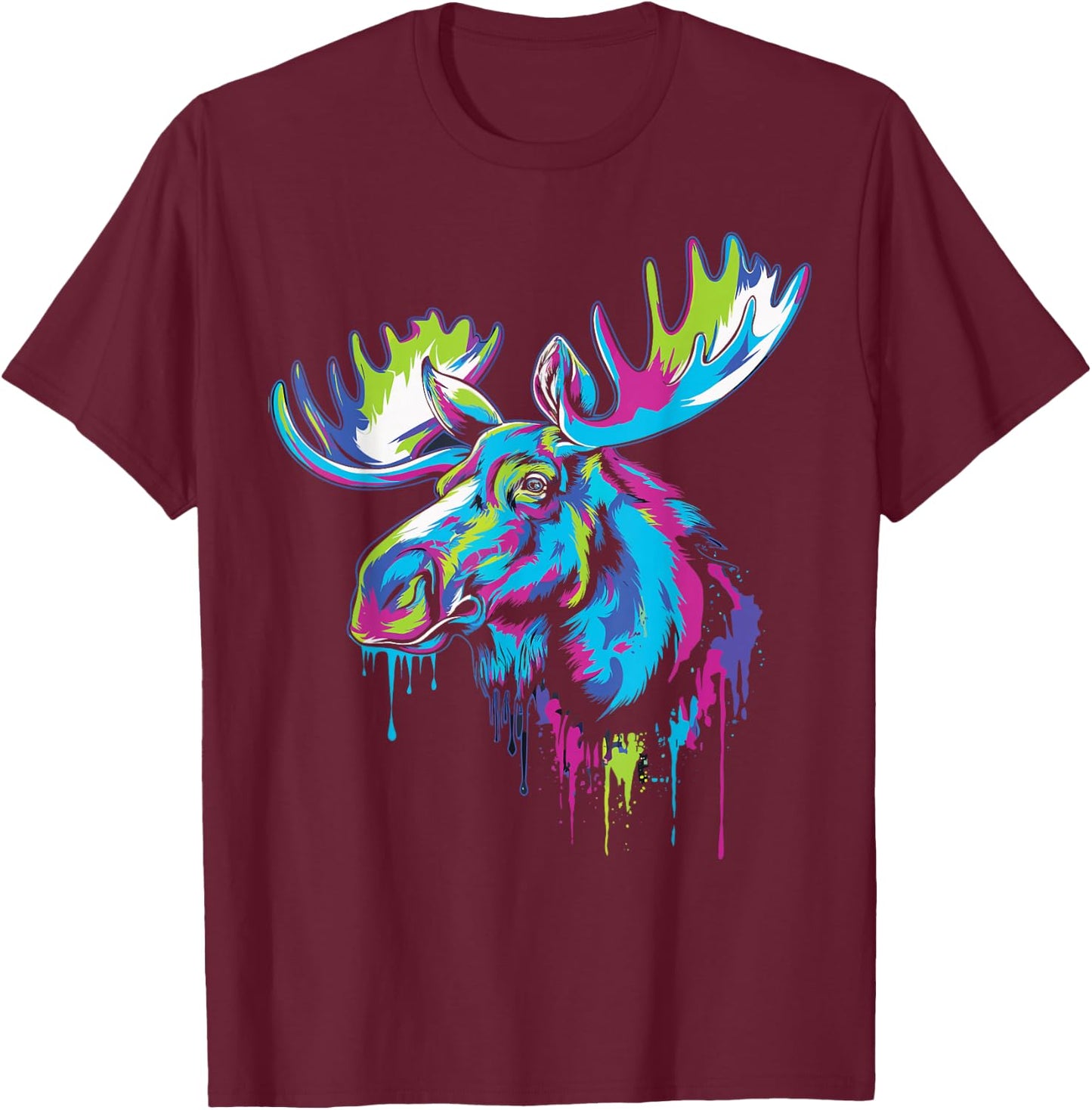 Moose Graphic , -Adults, Black, Small, Short Sleeve, , Modern, Classic, Graphic, , 1 Count T-Shirt - T-Shirt | Maroon