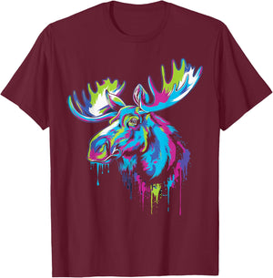 Moose Graphic , -Adults, Black, Small, Short Sleeve, , Modern, Classic, Graphic, , 1 Count T-Shirt - T-Shirt | Maroon