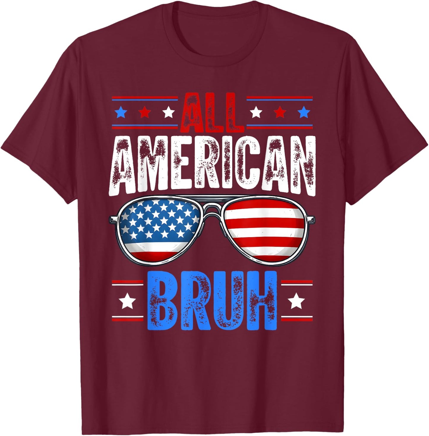 4th of July All American Bruh Patriotic Boys Kids T-Shirt - T-Shirt | Maroon