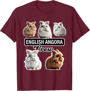 English Angora Rabbit Crew Funny Bunny T-Shirt - T-Shirt | Maroon