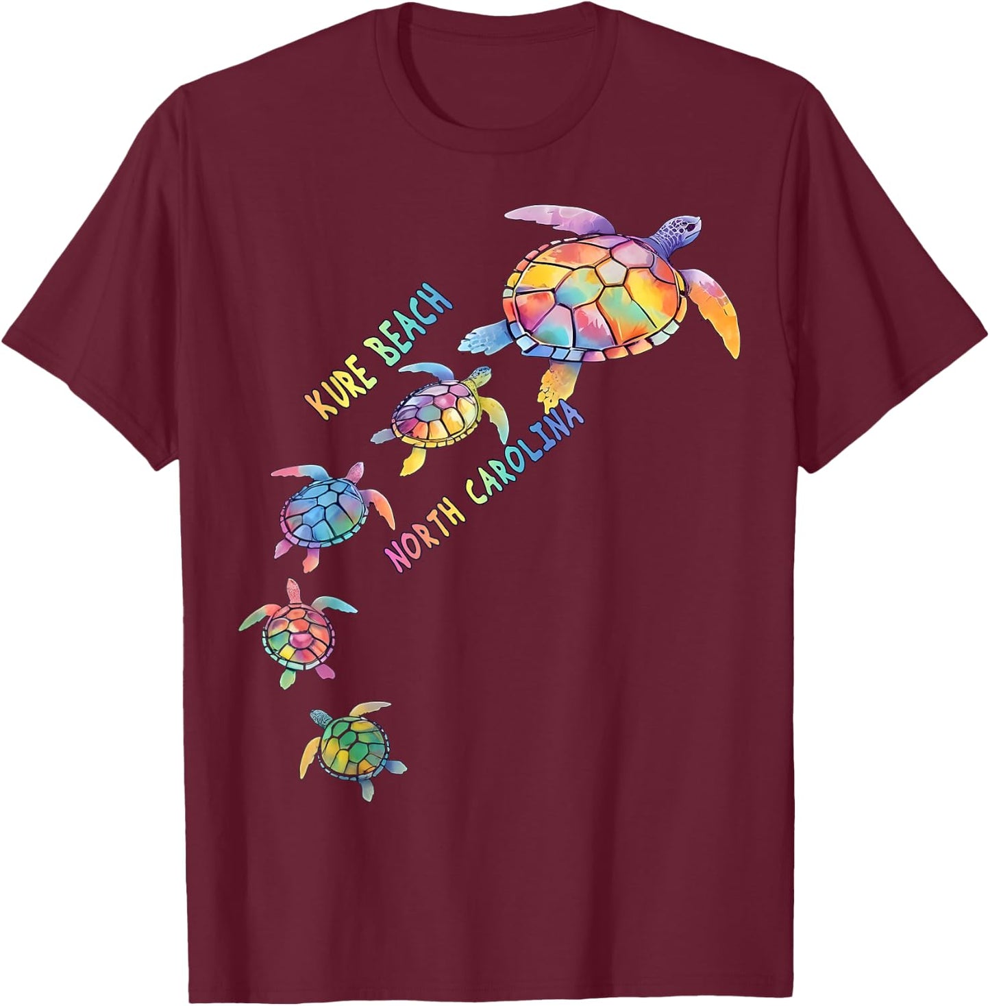 Kure Beach North Carolina Sea Turtle Lover Vacation Women Kids T-Shirt - T-Shirt | Maroon