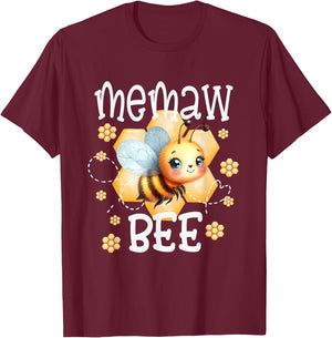 Family Bee Shirts Memaw First Bee Day Outfit Birthday T-Shirt - T-Shirt | Maroon
