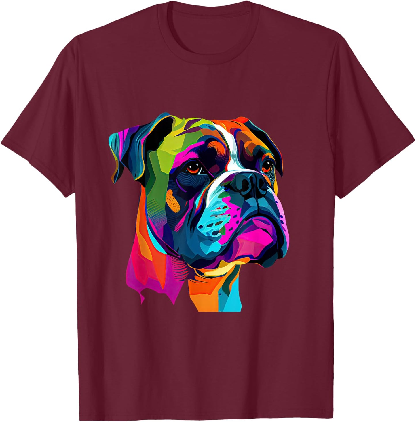 Boxer Dog Pop Art Design Cute Boxer Dog Lovers T-Shirt - T-Shirt | Maroon