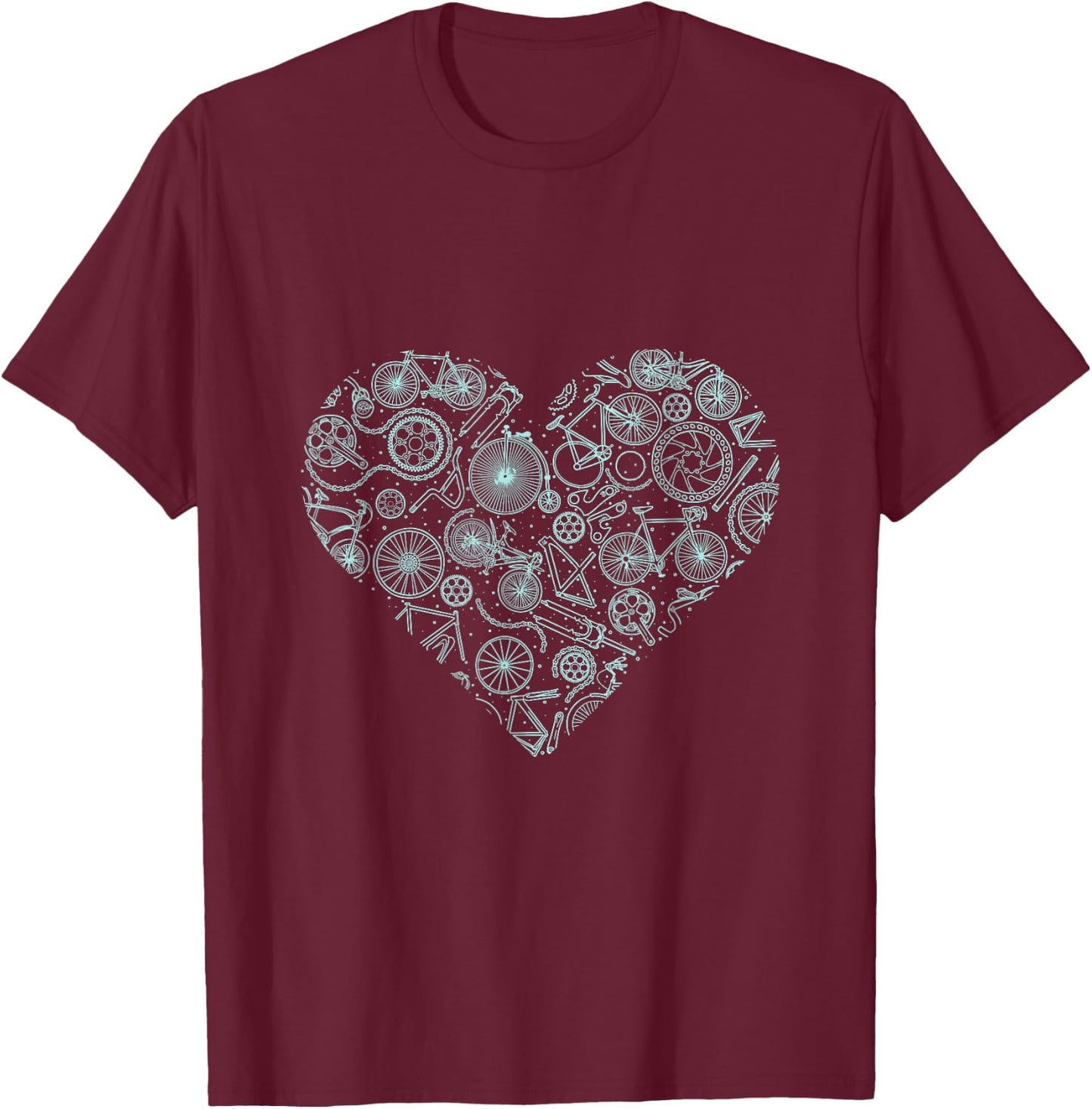 Cycling Lover Cyclist Valentines Day Gift MTB Bicycle T-Shirt - T-Shirt | Maroon
