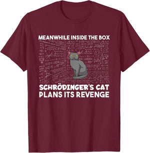 Schrödingers Cat Inside The Box Funny Physics Student , black T-Shirt - T-Shirt | Maroon