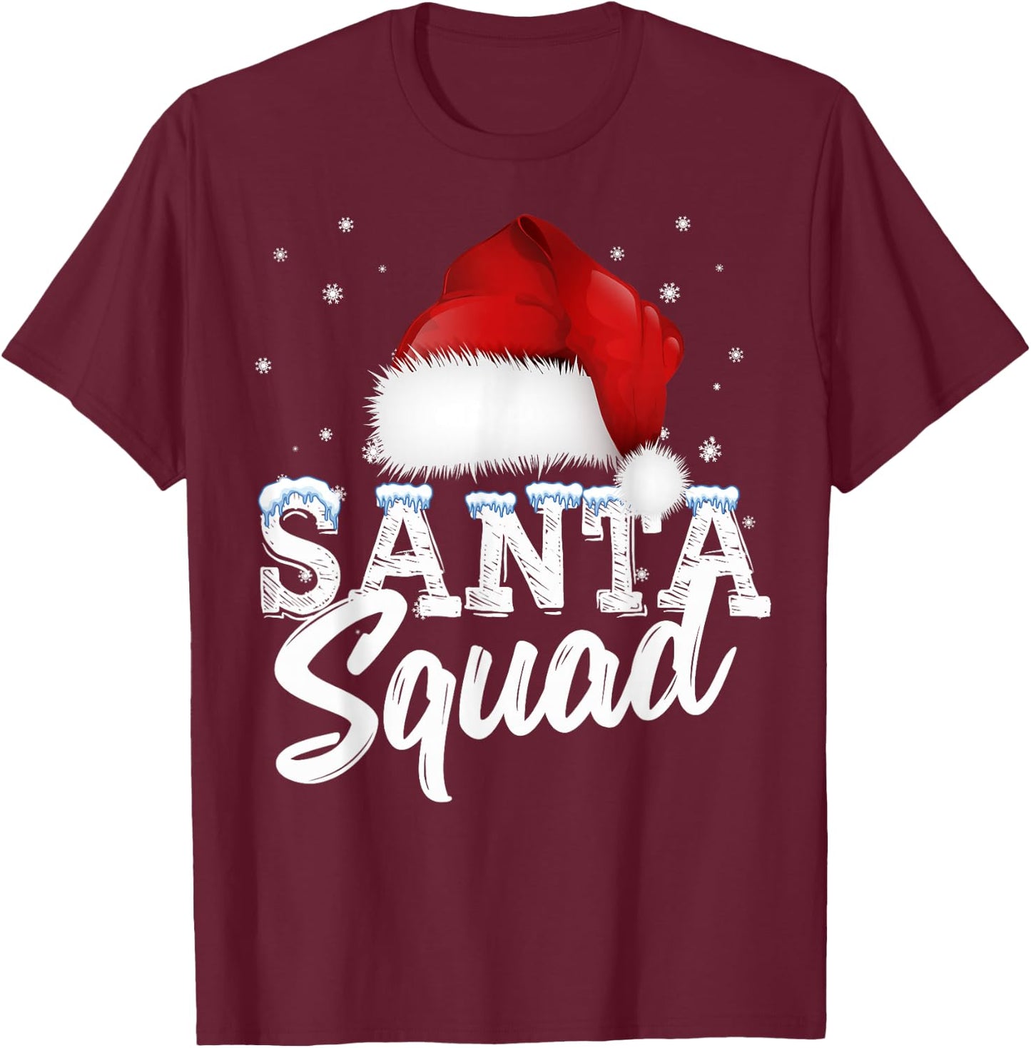 Team Christmas Santa Squad Family Matching Christmas Tree T-Shirt - T-Shirt | Maroon