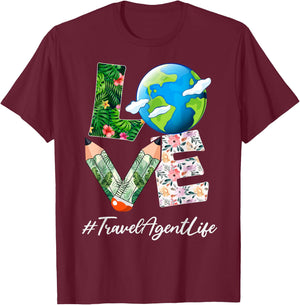 Travel Agent Love World Earth Day Save the Planet T-Shirt - T-Shirt | Maroon
