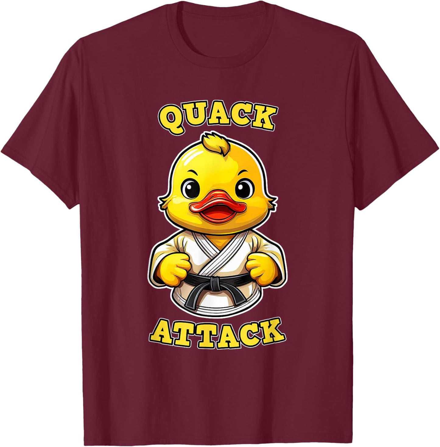 Quack Attack, Funny Karate Rubber Duckie, Rubber Duck Pun T-Shirt - T-Shirt | Maroon