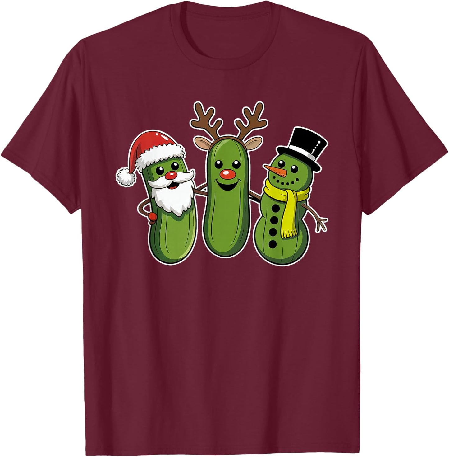 Pickle Christmas Funny Xmas Pickle Lover Men Women Kids T-Shirt - T-Shirt | Maroon
