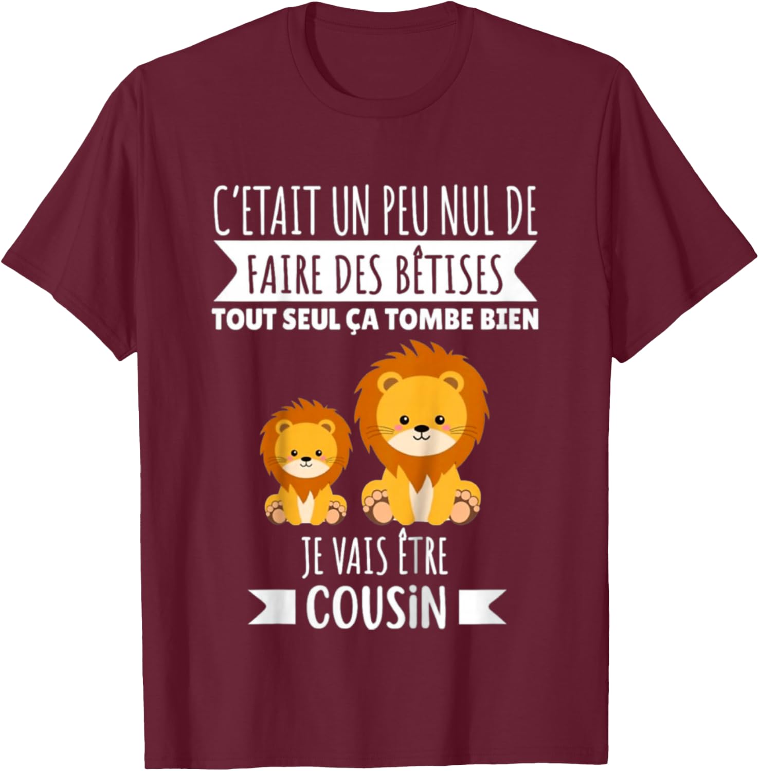 Child Future Cousin Announcement Pregnancy Je Vais Etre Cousin 2025 , Black, 2 T-Shirt - T-Shirt | Maroon