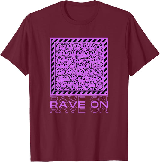 Skull Rave 90s Clothing Men | EDM Merch T-Shirt - T-Shirt | Maroon