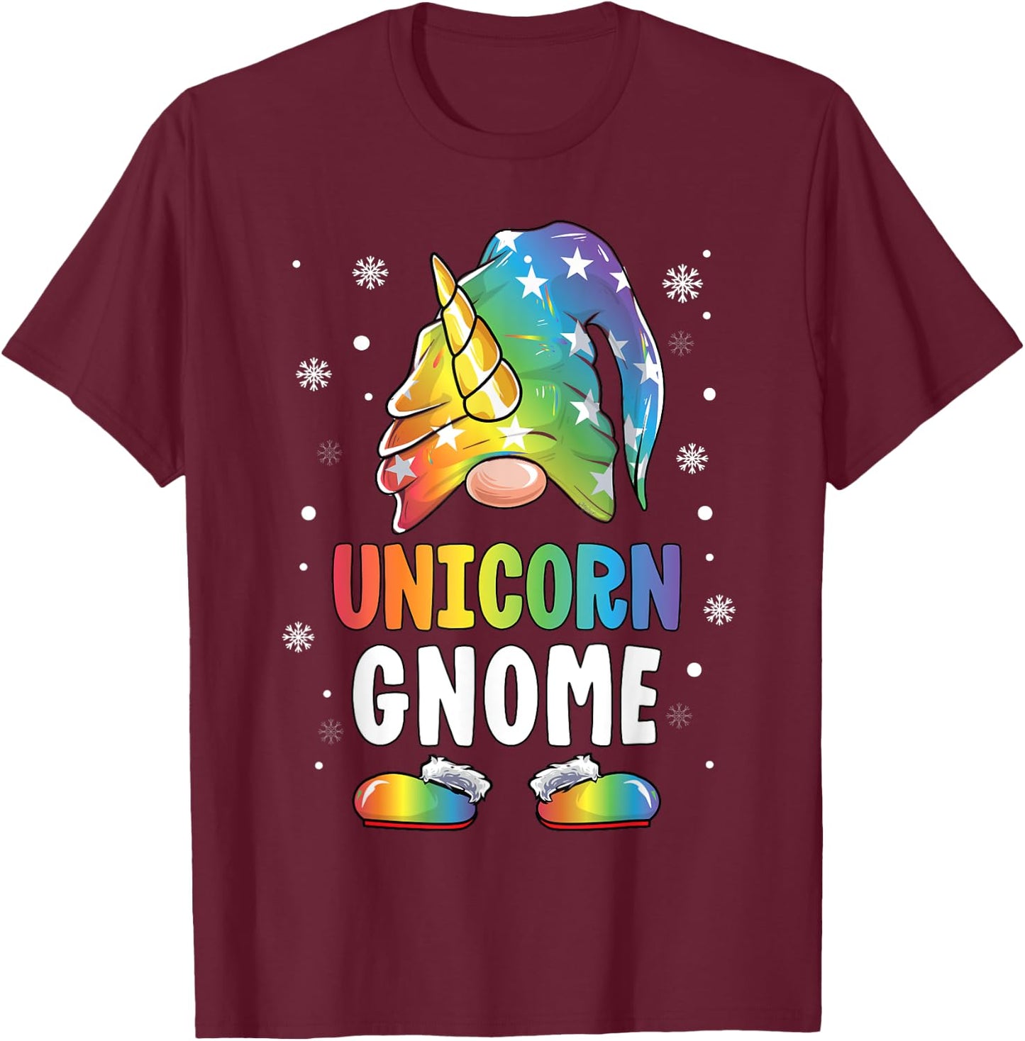 Gnome Unicorn Shirt Family Matching Group Christmas Girls T-Shirt - T-Shirt | Maroon