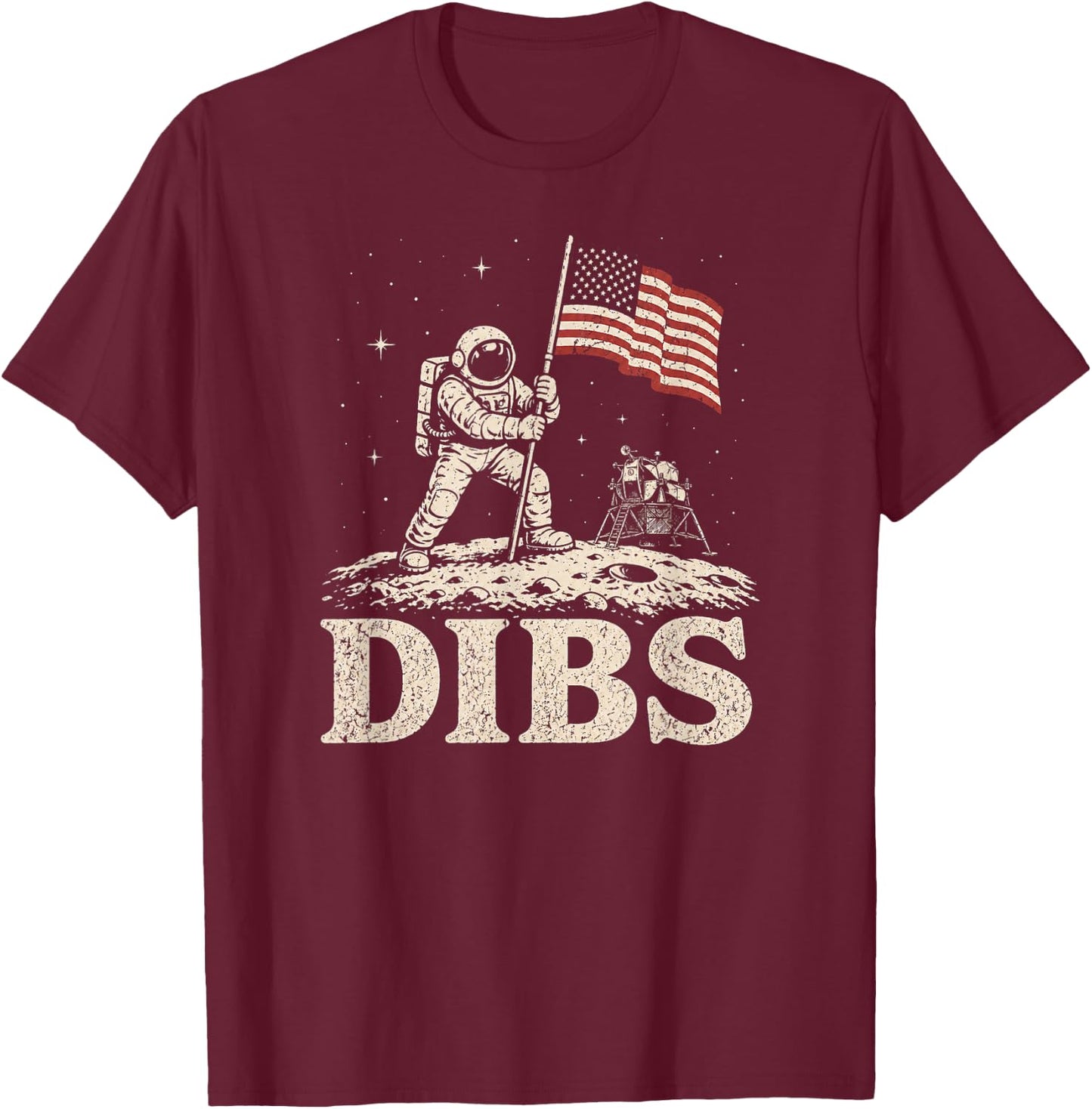Moon Astronaut Dibs Artemis Lunar Mission Space Science Art T-Shirt - T-Shirt | Maroon