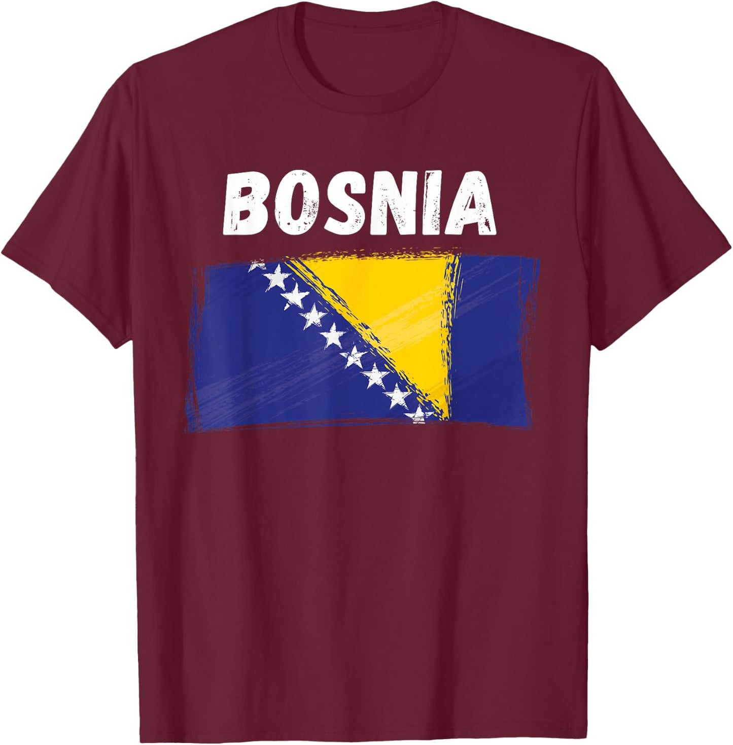 Bosnien Flagge Urlaub Vintage Grunge Bosnische Flagge T-Shirt - T-Shirt | Maroon