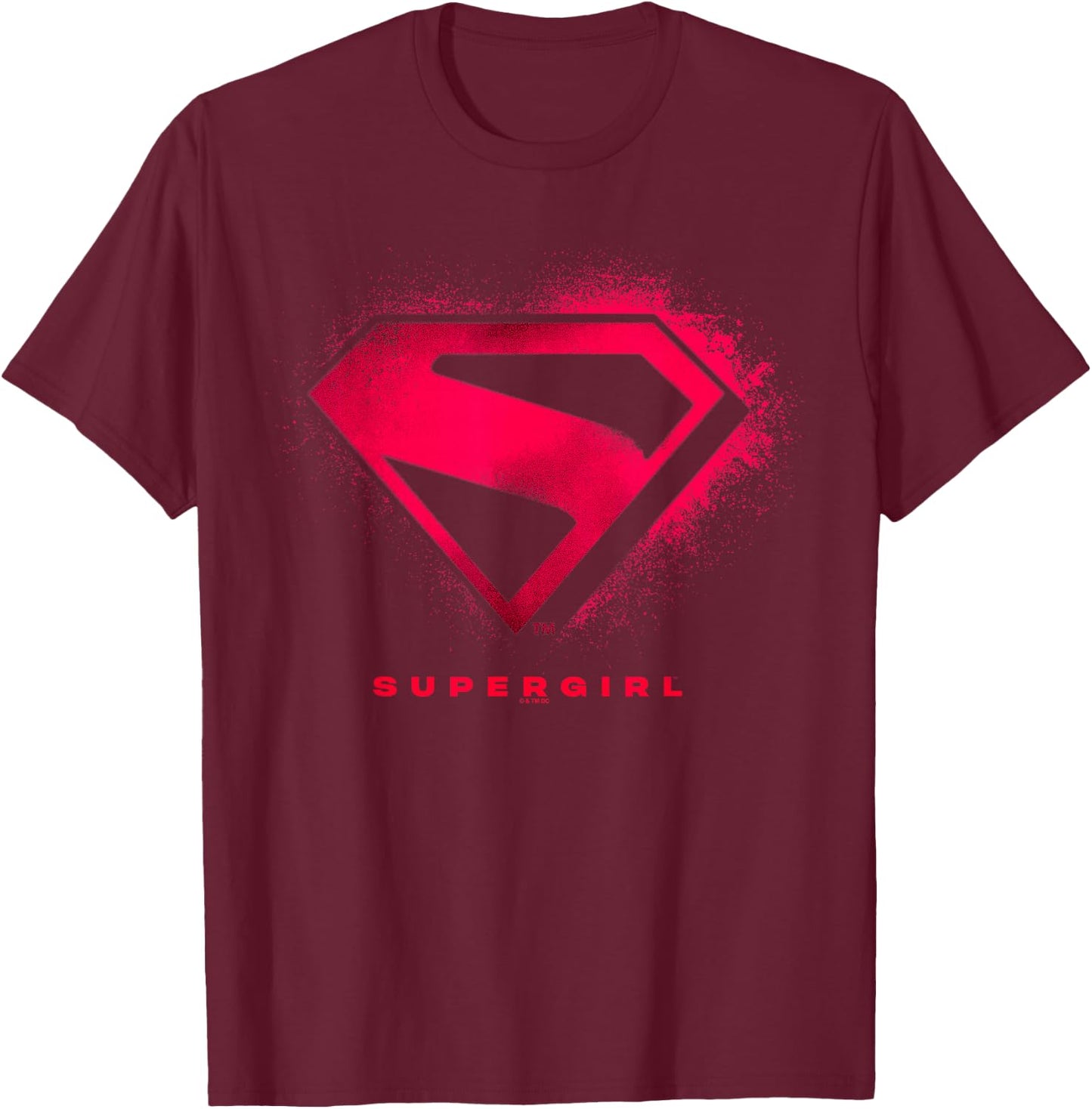 Supergirl (2026) S-Shield Spraypainted Chest Emblem Logo T-Shirt - T-Shirt | Maroon