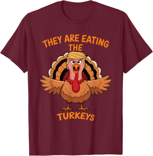 Funny Thanksgiving Turkey - -Adults, Black, Small, Short Sleeve, Classic Fit, Cotton T-Shirt - T-Shirt | Maroon