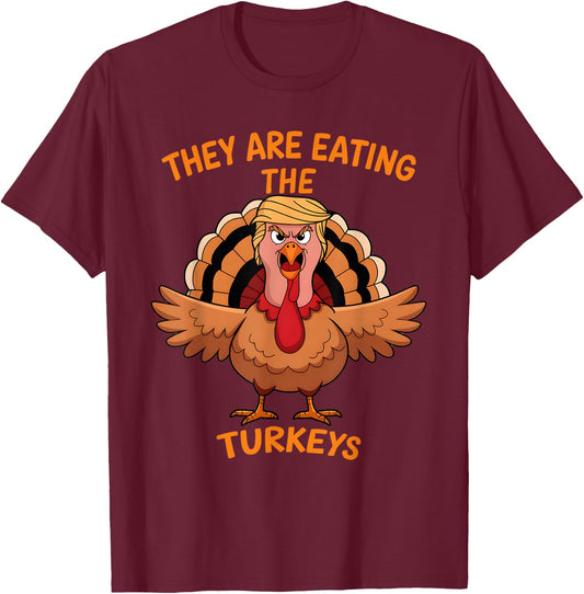 Funny Thanksgiving Turkey - -Adults, Black, Small, Short Sleeve, Classic Fit, Cotton T-Shirt - T-Shirt | Maroon