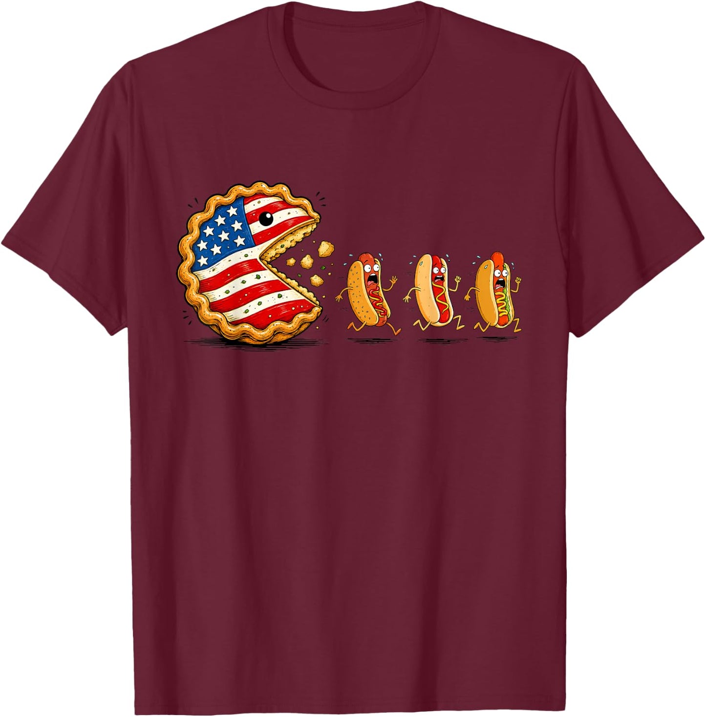Sweet Potato Pie and I Shut My Mouth Hotdog 4th of July T-Shirt - T-Shirt | Maroon