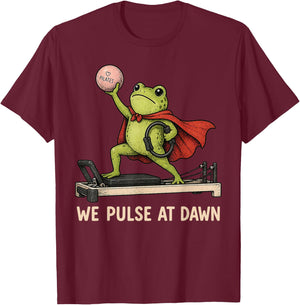 We Pulse At Dawn Frog Pilates Instructor Training Workout T-Shirt - T-Shirt | Maroon
