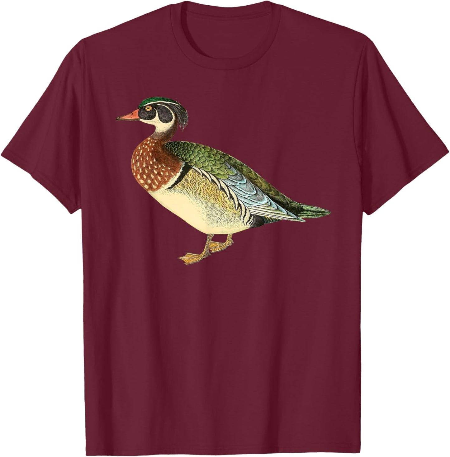 Duck Cute Wood Duck Vintage Duck Graphic T-Shirt - T-Shirt | Maroon