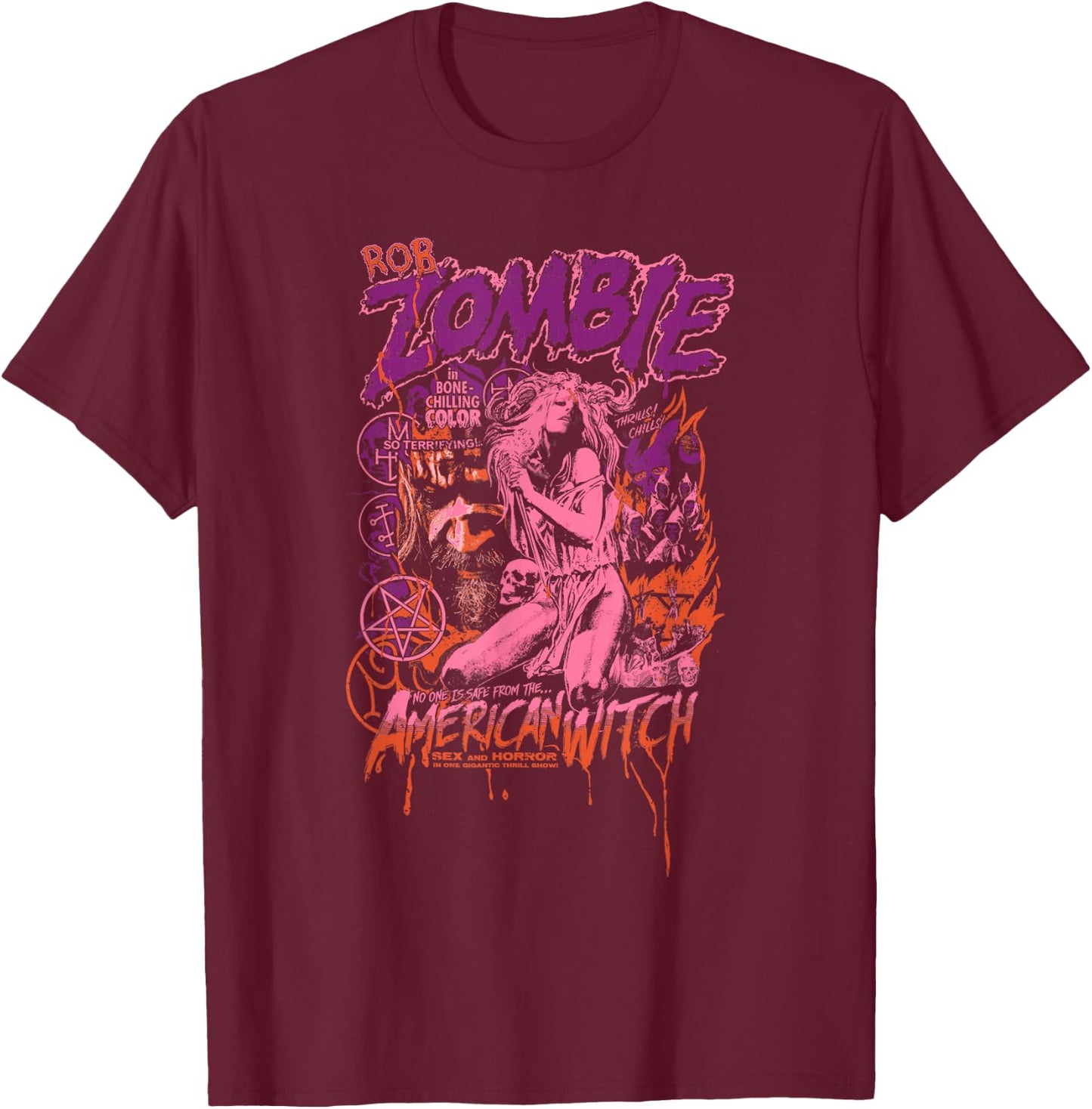 Rob Zombie American Witch Pastel T-Shirt - T-Shirt | Maroon