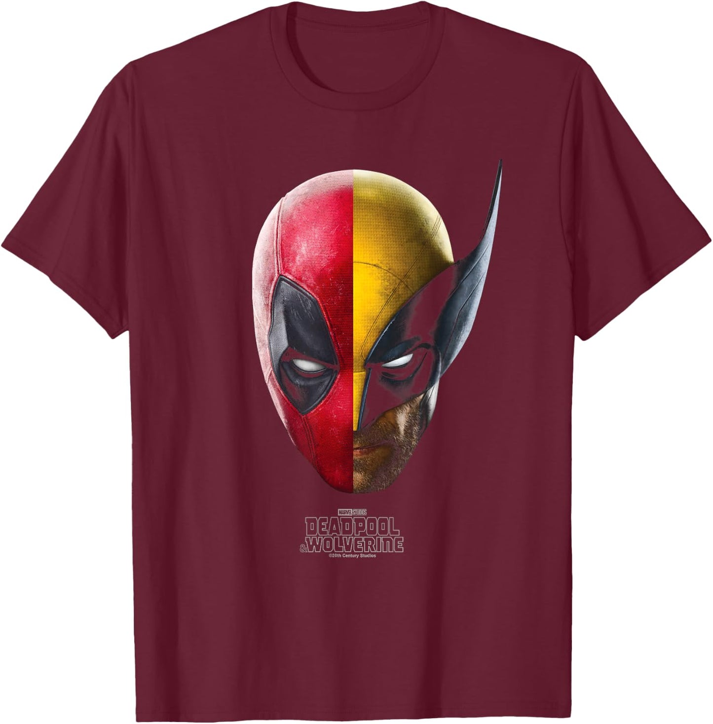 Marvel Deadpool & Wolverine Portrait , Black, S T-Shirt - T-Shirt | Maroon