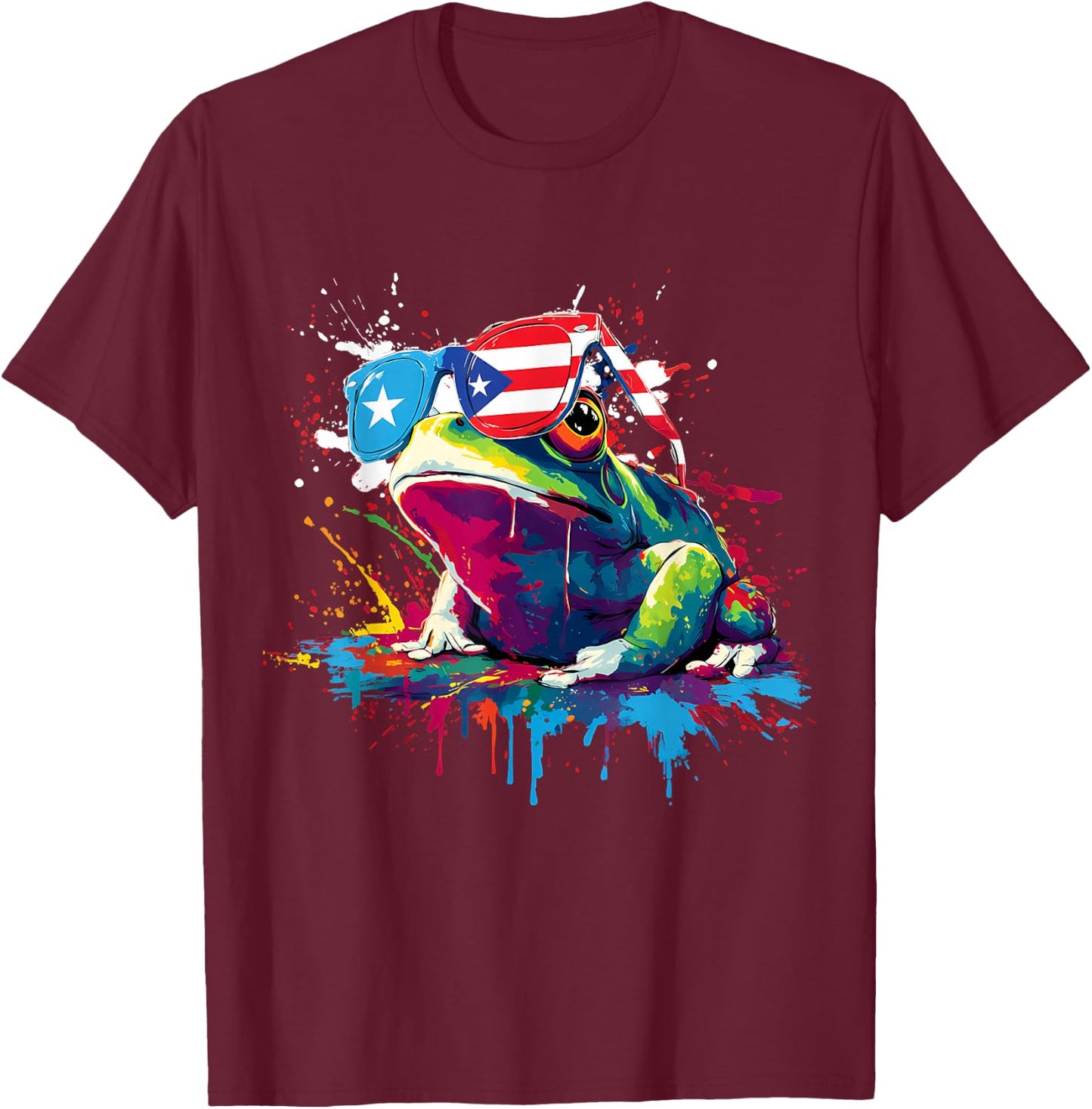 Coqui Frog Puerto Rico Flag Puerto Rican Taino Boricua T-Shirt - T-Shirt | Maroon