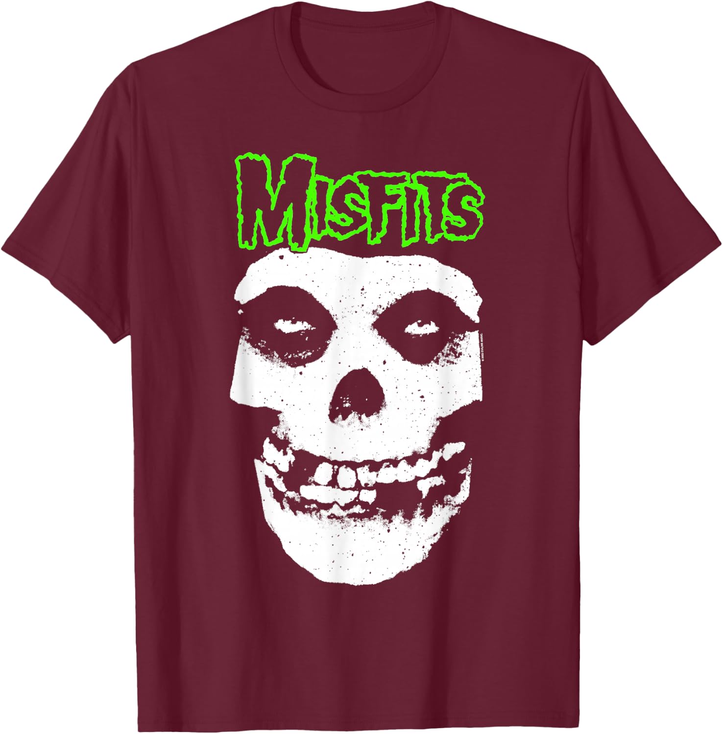 Misfits Green Skull Logo , black T-Shirt - T-Shirt | Maroon