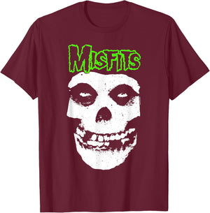 Misfits Green Skull Logo , black T-Shirt - T-Shirt | Maroon