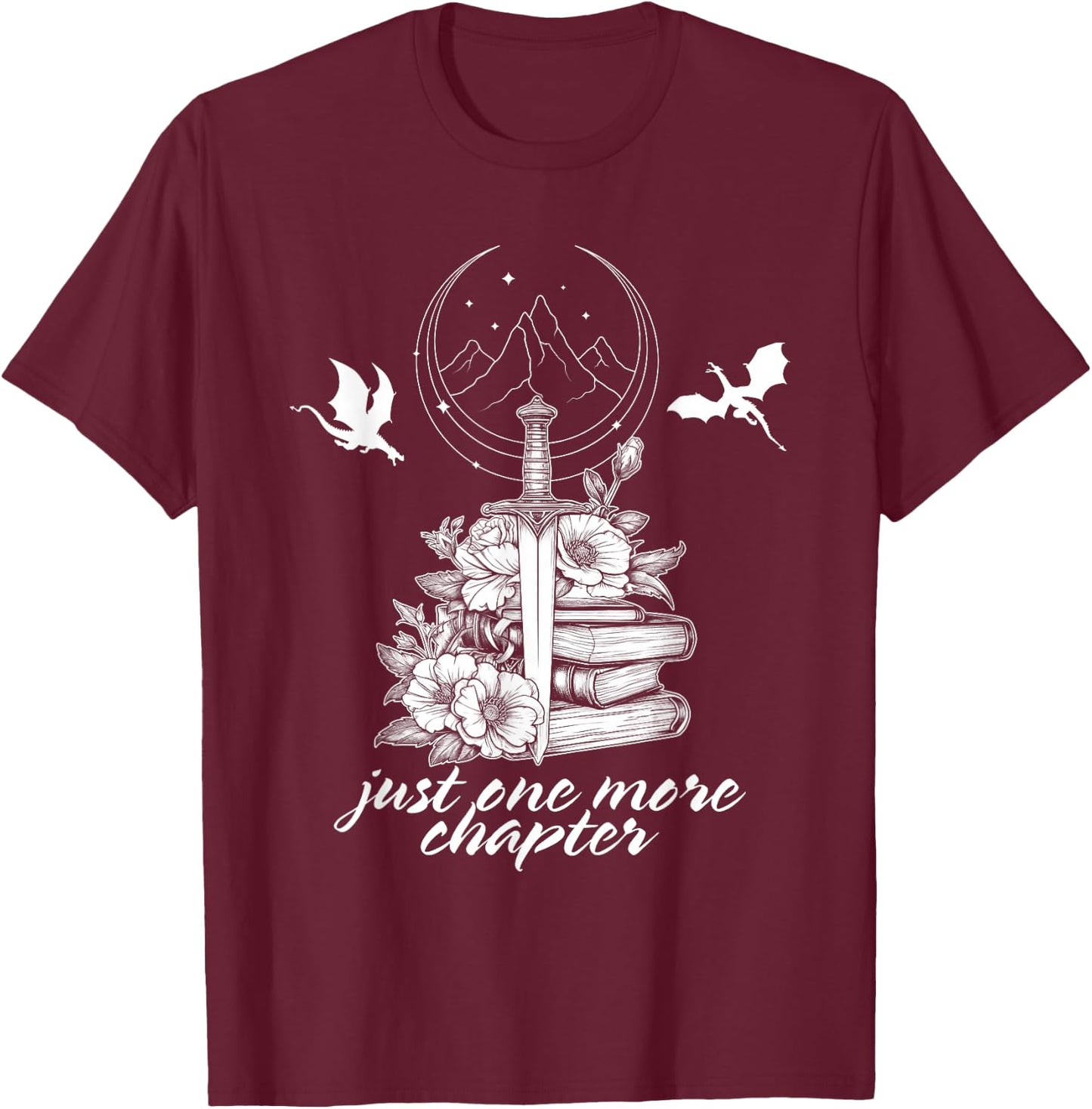 "Nur noch ein Kapitelbuch Dragon Romantasy Reader Bookish , black T-Shirt - T-Shirt | Maroon