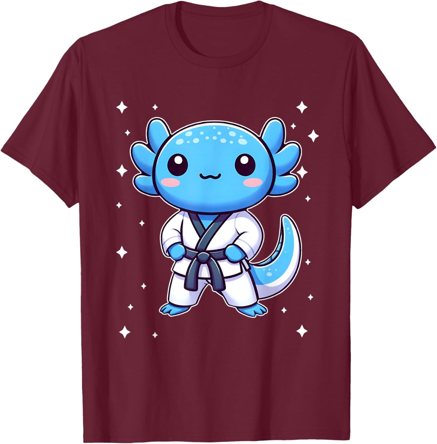 Cute kawaii karate axolotl Martial Arts T-Shirt - T-Shirt | Maroon