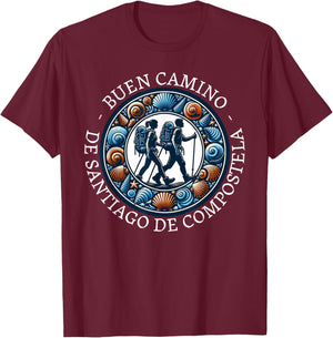 Buen Camino De Santiago De Compostela! Group Hiking Pilgrim T-Shirt - T-Shirt | Maroon