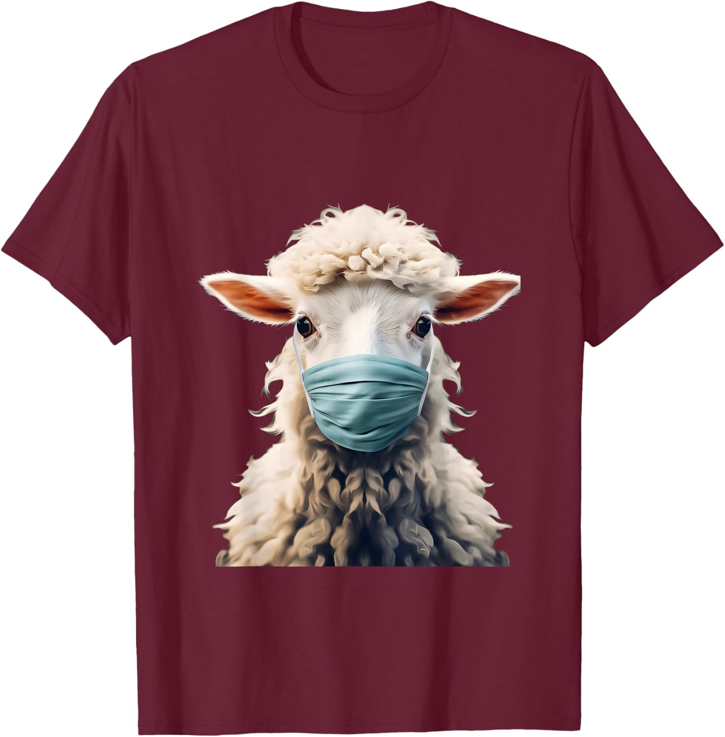 Sheep Wearing a Covid PPE Mask (ver. 2) T-Shirt - T-Shirt | Maroon