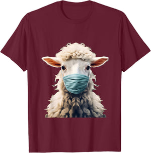 Sheep Wearing a Covid PPE Mask (ver. 2) T-Shirt - T-Shirt | Maroon